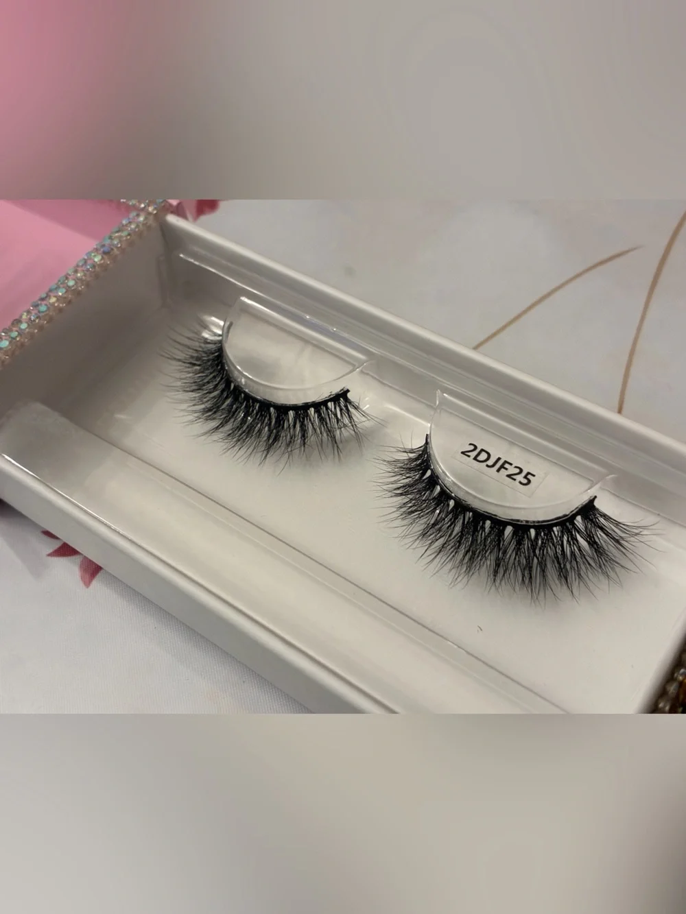 Pink Faux Mink Lashes - Voluminous Black Lashes (2DJF25)